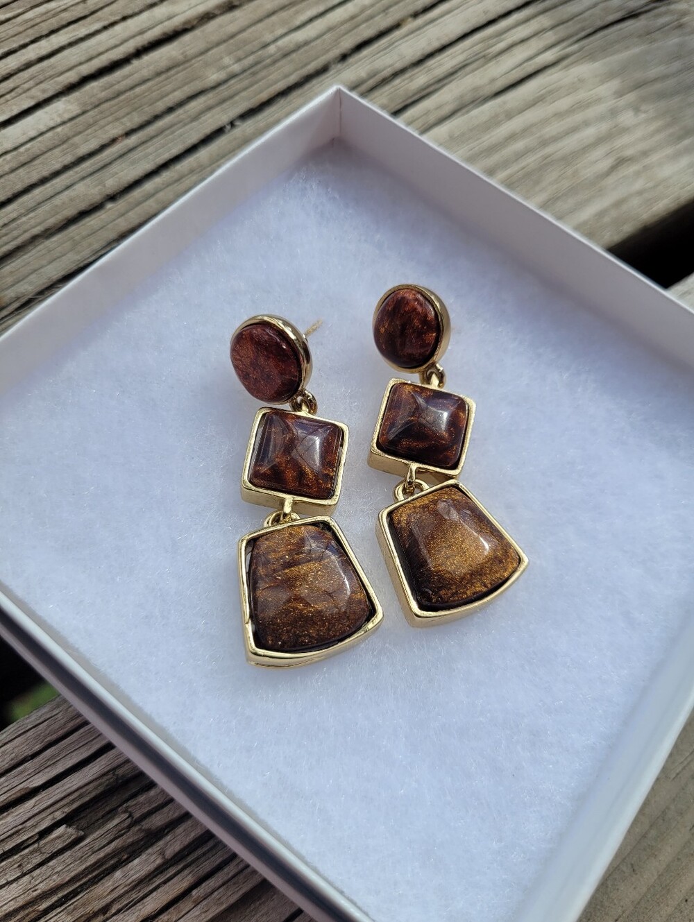 Gold and Brown Sugar Swirl Fall Earrings